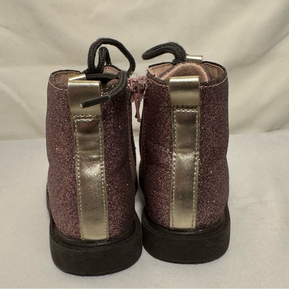 Carter’s ZOLA Pink Glitter Multi Lace Up Zip Combat Boots Toddler Girls Size 7C - Picture 6 of 8
